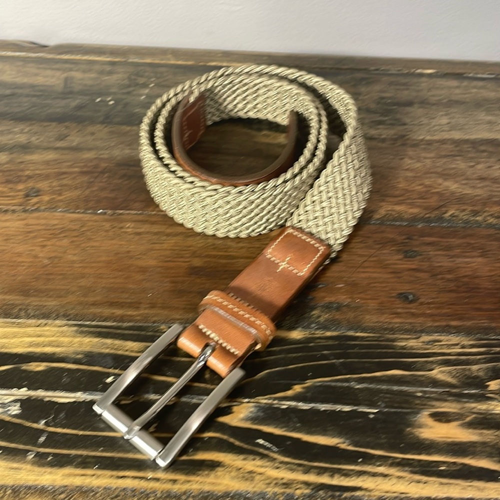 Men’s belt marked size 42 - measures 45” leather and braided stretch belt NEW